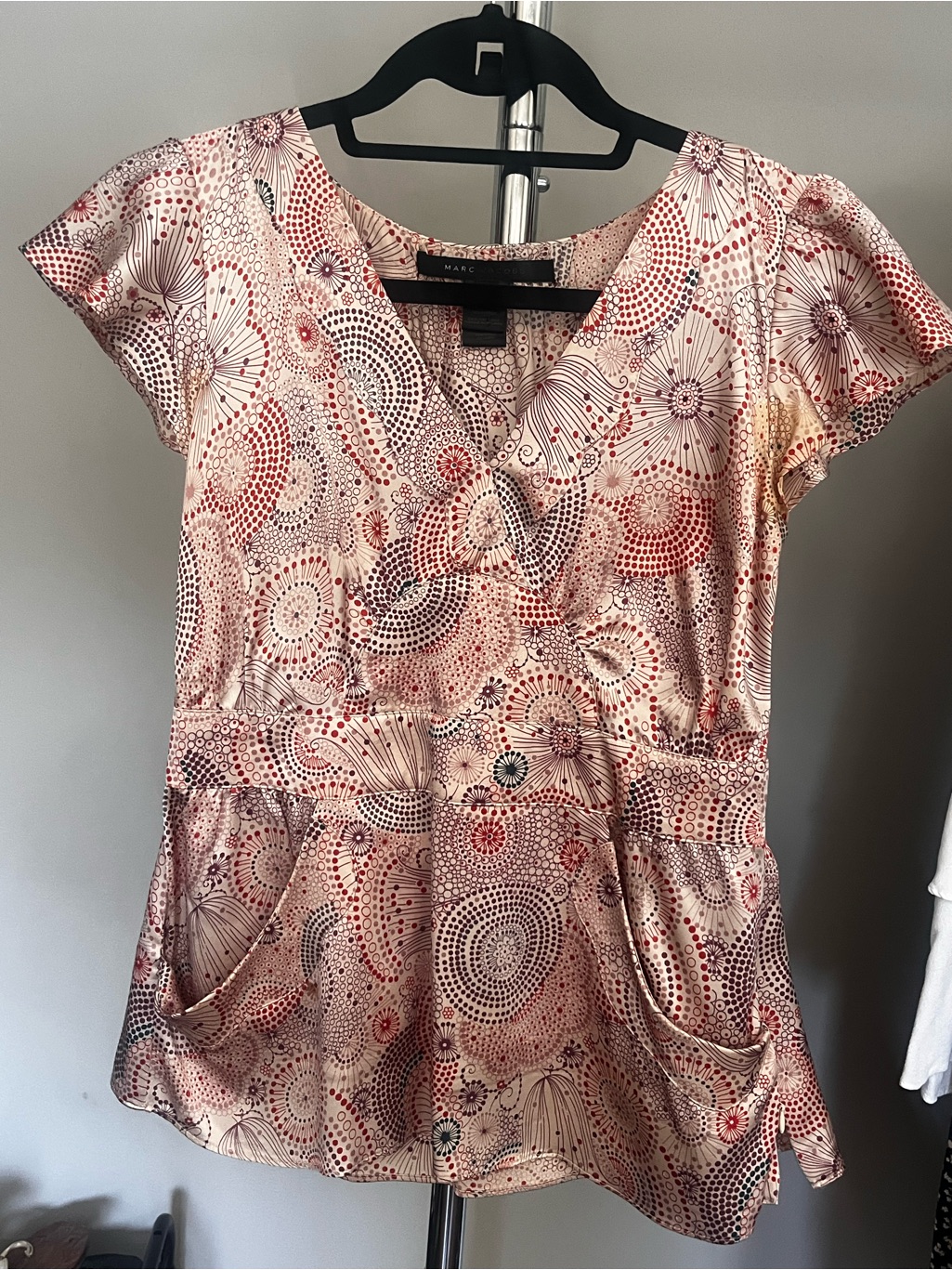 Marc By Marc Jacobs Pink And Maube Patterned V-Neck Women’s Top